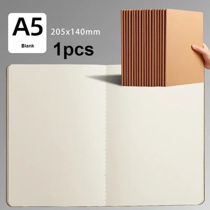 A5 Kraft Cover Vintage Notebook - BlankGridLined Diary for Students  Office Supplies - ZOOMNSTORE