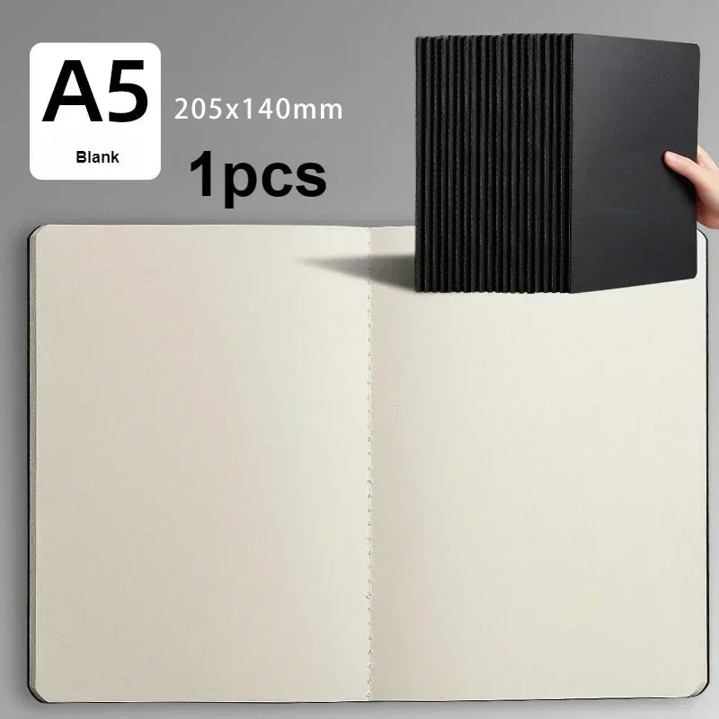 A5 Kraft Cover Vintage Notebook - BlankGridLined Diary for Students  Office Supplies - ZOOMNSTORE