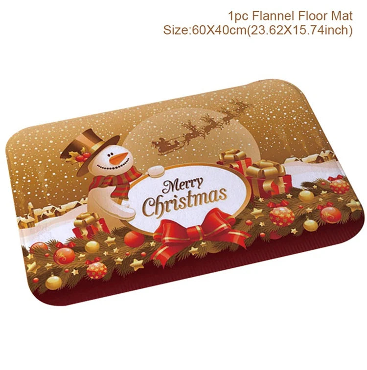 Christmas Door Mat - Santa Claus Outdoor Holiday Carpet | Non Slip Rug, Festive Welcome Mat