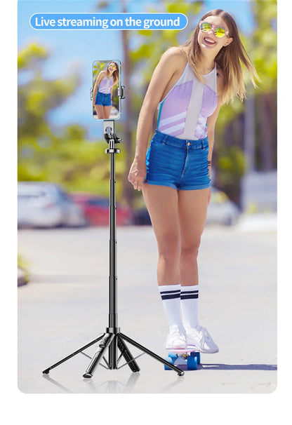 FANGTUOSI 2026 new Tripods For Mobile Phone Camera Holder Clip Smartphone Monopod With big light and microphone Stand For Phone