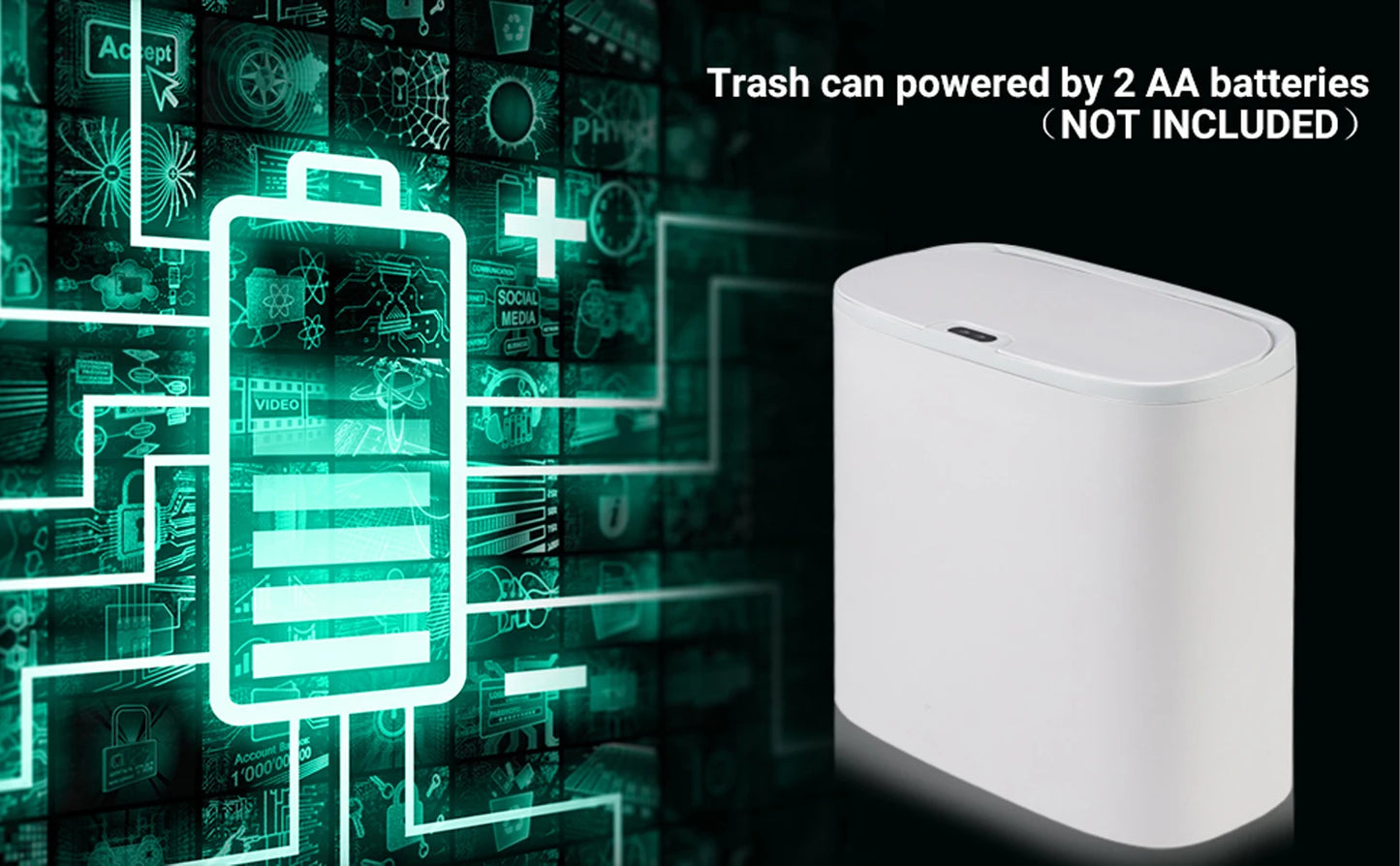 Motion Sensor Trash Can - 13L Automatic Waterproof Bin for Bathroom Kitchen Office Bedroom