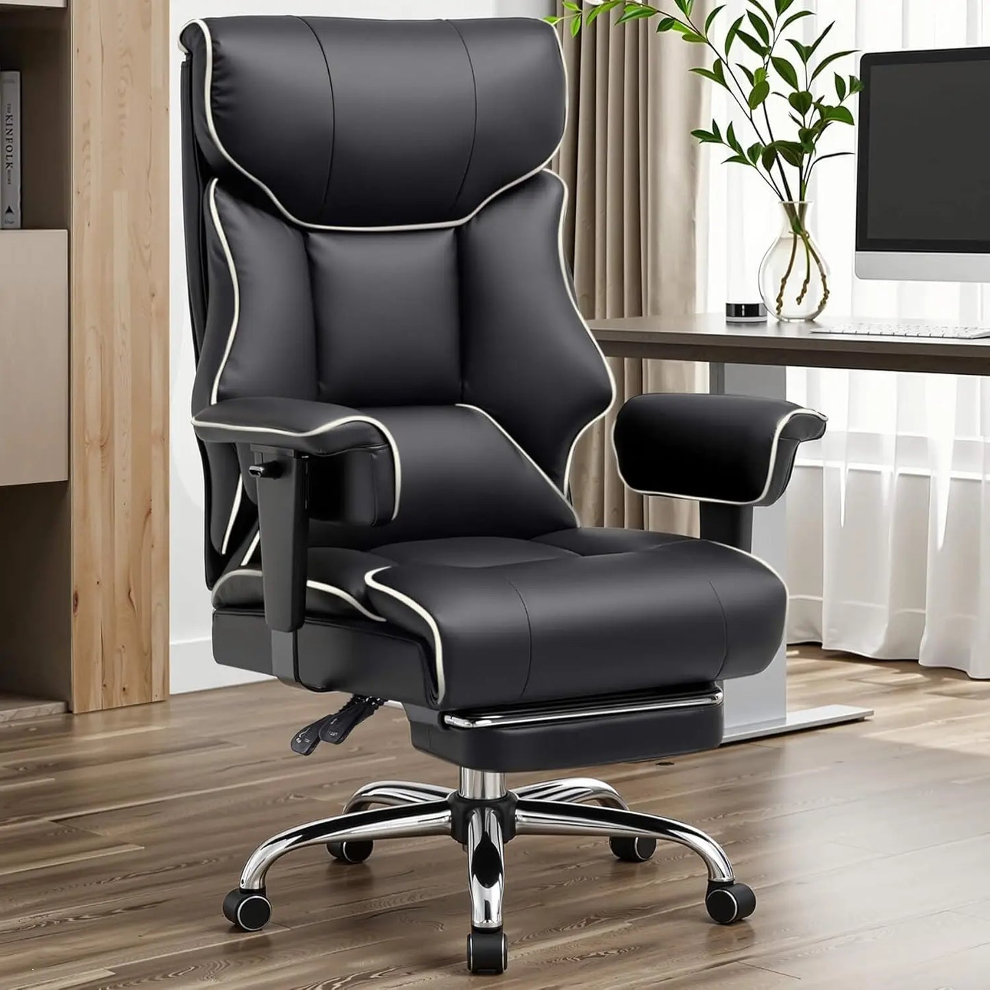 Big And Tall Office Chair | Executive Leather Chair With Lumbar Support & Pocket Spring Cushion