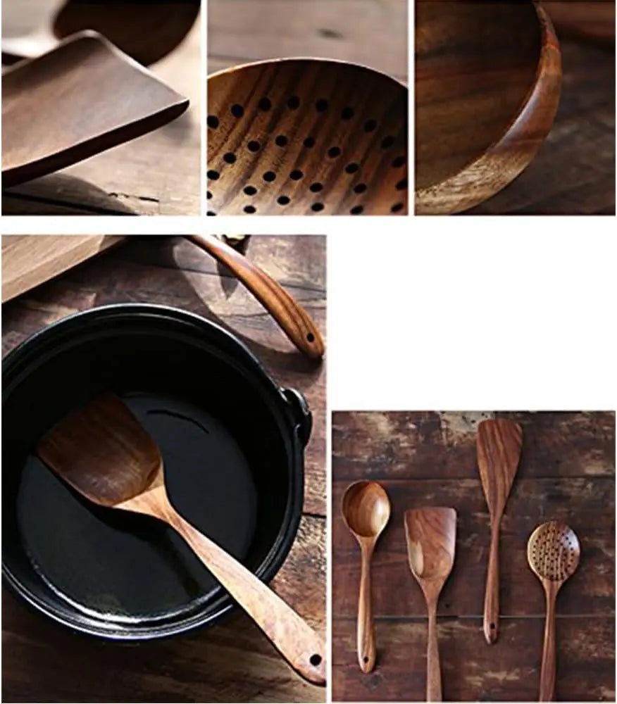 5-Piece Kitchen Spatula Set - Food-Grade Heat-Resistant Cooking Tools, Non-Slip Handle Frying/Serving Spoon Utensils Combo
