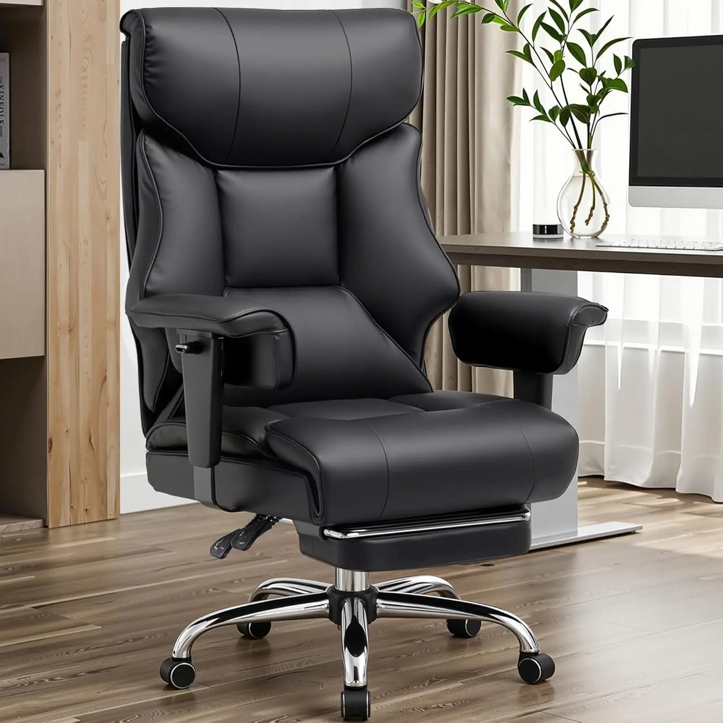 Big And Tall Office Chair | Executive Leather Chair With Lumbar Support & Pocket Spring Cushion