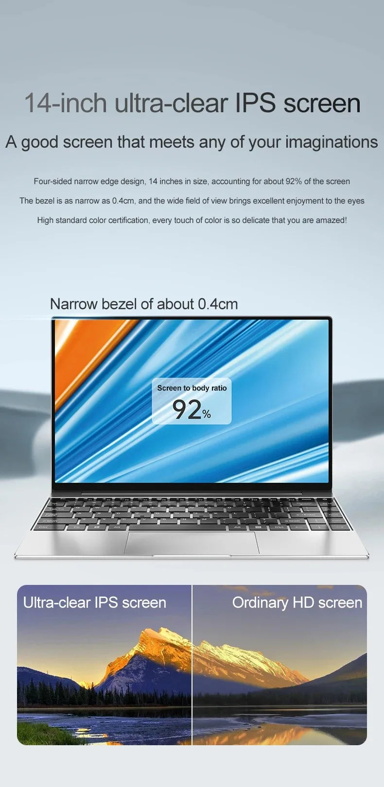Ultra Slim Laptop 14 Inch Notebook - 16GB RAM, 2TB SSD, Intel Pentium N3700, Windows 11 Pro