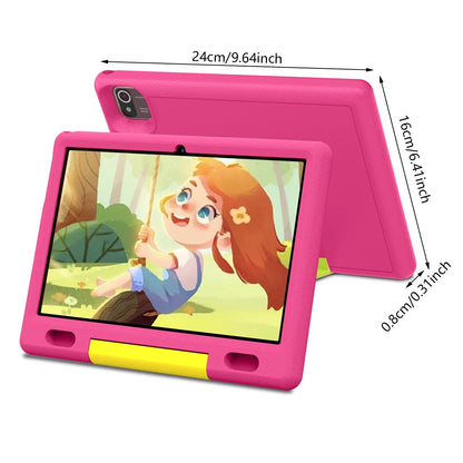 KT1007 Kids Tablet With Shockproof Protective Case 10.1 Inch Quad Core 6GB(2+4) RAM 64GB ROM Android 13 GO 5000mAh Battery Parental Control Max 128GB Expand Pink Blue Children Educational Learning Tablet