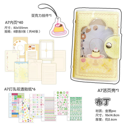 A7 Binder Notebook - Glitter PVC Cover Four Leaf Clover Design Portable Pocket Organizer - ZOOMNSTORE