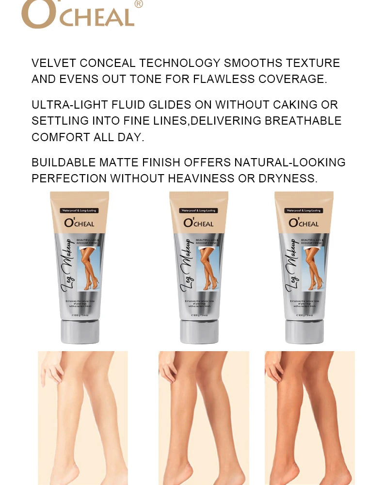 OCHEAL 100ml Beauty Leg Cream Makeup Body Coverage Long-lasting Waterproof Concealer Skin Tone Wheat Tan Brown Liquid Foundation