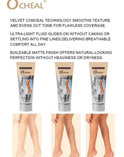 OCHEAL 100ml Beauty Leg Cream Makeup Body Coverage Long-lasting Waterproof Concealer Skin Tone Wheat Tan Brown Liquid Foundation