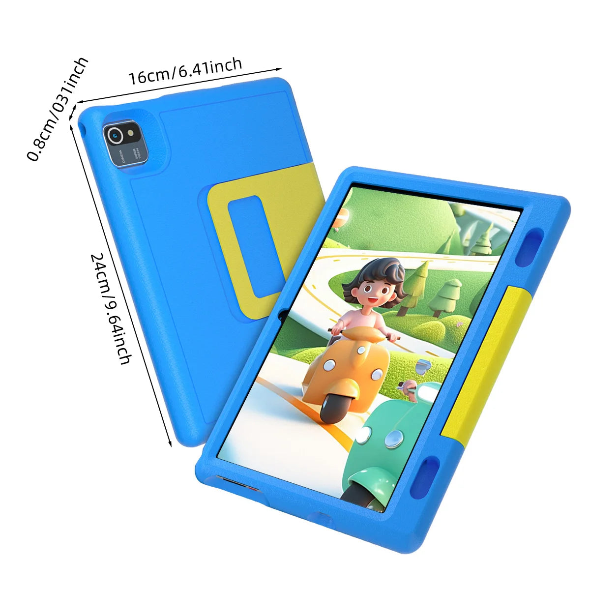 KT1007 Kids Tablet With Shockproof Protective Case 10.1 Inch Quad Core 6GB(2+4) RAM 64GB ROM Android 13 GO 5000mAh Battery Parental Control Max 128GB Expand Pink Blue Children Educational Learning Tablet