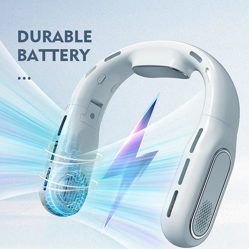 portable leafless hanging neck fan USB charging small fan wind cooler, office, camping, outdoor travel fan, Thanksgiving gift