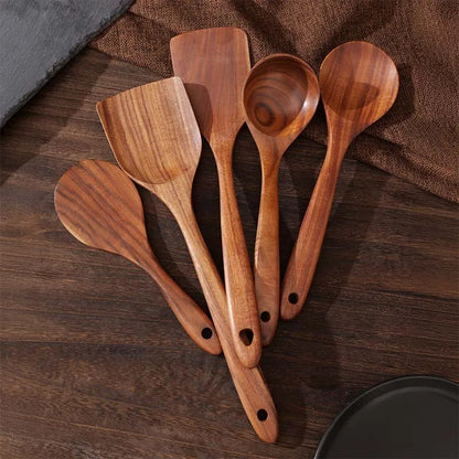 5-Piece Kitchen Spatula Set - Food-Grade Heat-Resistant Cooking Tools, Non-Slip Handle Frying/Serving Spoon Utensils Combo