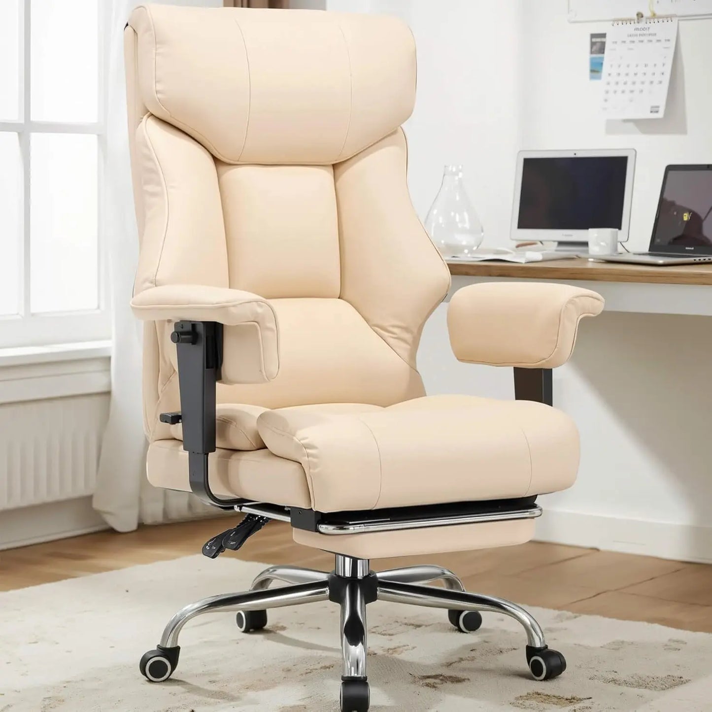 Big And Tall Office Chair | Executive Leather Chair With Lumbar Support & Pocket Spring Cushion