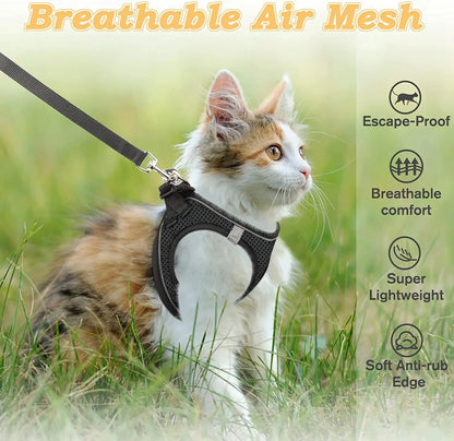 Cat Harness and Leash for Walking, Escape Proof Soft Adjustable Vest Harnesses for Cats, EasyControl