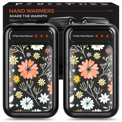 Rechargeable Hand Warmers, 2-Pack, Pocket-Size Design That Fits Gloves, Artists in Bloom Design, Gifts for Women Men