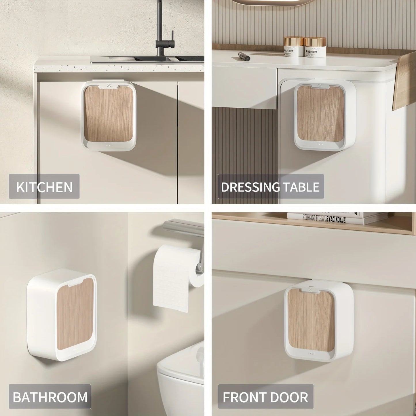 Motion Sensor Wall-Mounted Trash Can - Smart Kitchen Waste Bin with Lid for Cabinet Door
