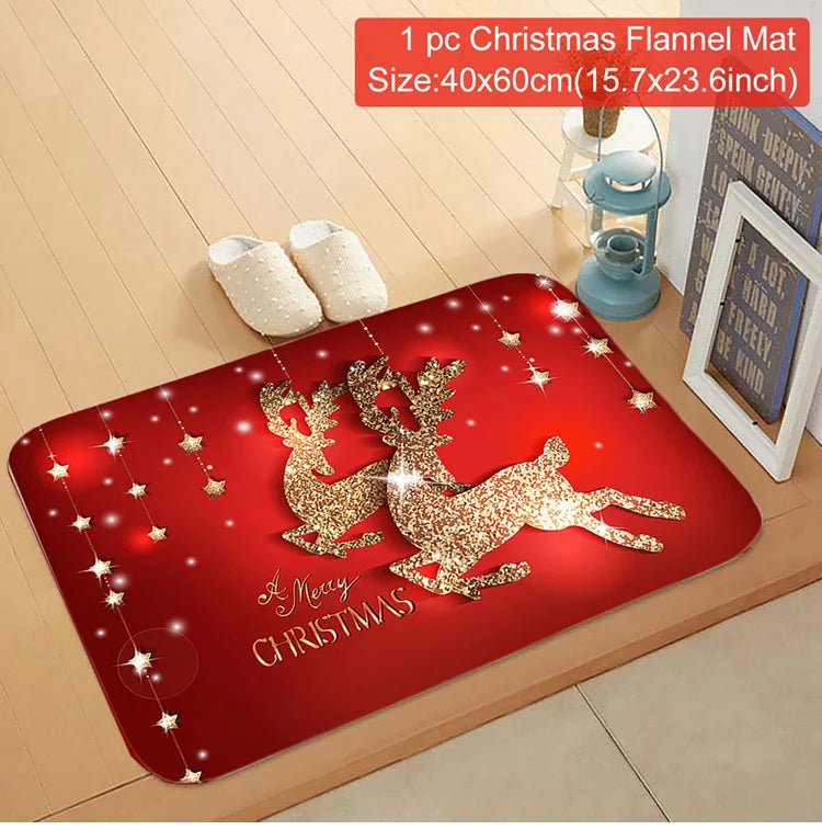 Christmas Door Mat - Santa Claus Outdoor Holiday Carpet | Non Slip Rug, Festive Welcome Mat
