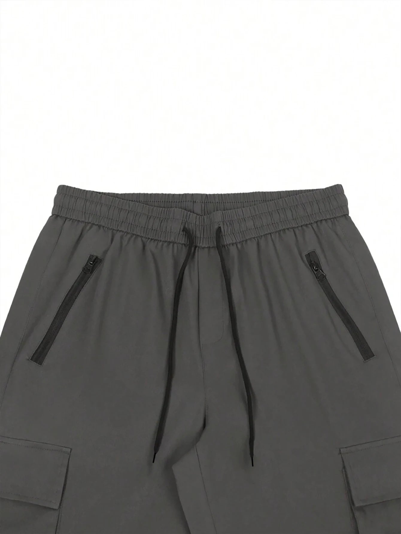 Men's 3/4-Length Cargo Shorts — Woven Twill Fabric, Multi-Pocket Casual Trousers. Non-Stretch Adult Apparel for Summer