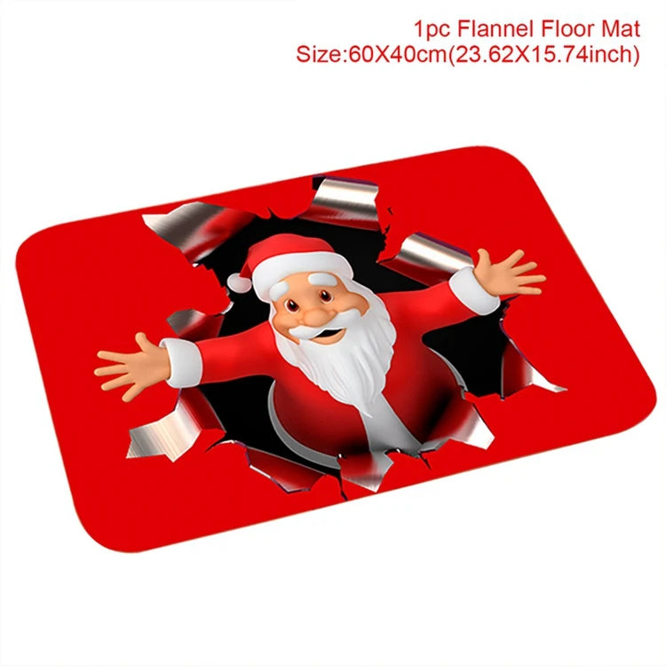 Christmas Door Mat - Santa Claus Outdoor Holiday Carpet | Non Slip Rug, Festive Welcome Mat