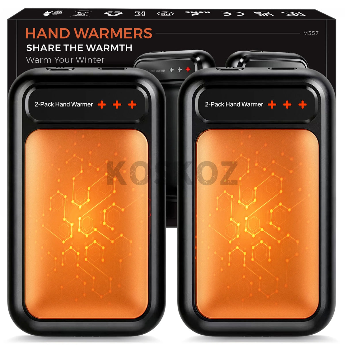 Rechargeable Hand Warmers, 2-Pack, Pocket-Size Design That Fits Gloves, Artists in Bloom Design, Gifts for Women Men