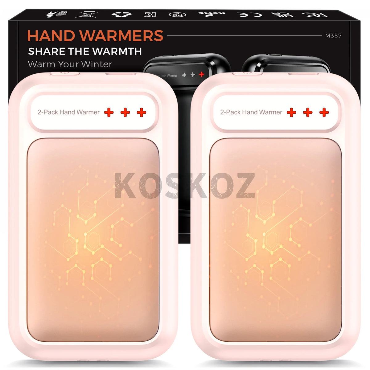 Rechargeable Hand Warmers, 2-Pack, Pocket-Size Design That Fits Gloves, Artists in Bloom Design, Gifts for Women Men