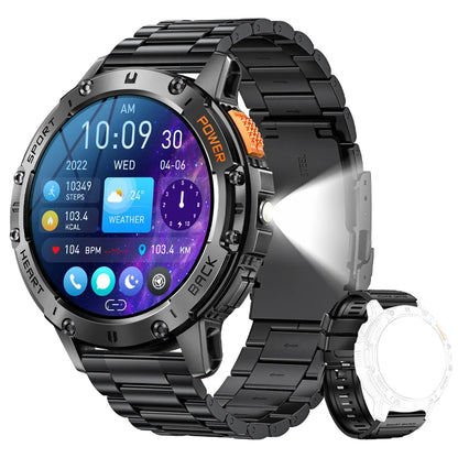 AMOLED Smart Watch for Men - Waterproof Fitness Tracker with Bluetooth Call and Flashlight - ZOOMNSTORE