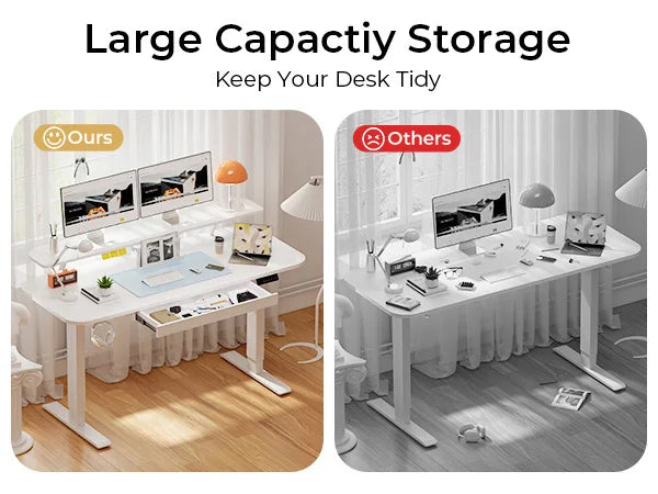 Electric Standing Desk | Height Adjustable Sit Stand Desk with Drawers & Quiet Motor