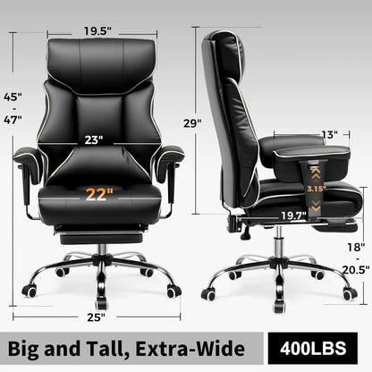 Big And Tall Office Chair | Executive Leather Chair With Lumbar Support & Pocket Spring Cushion
