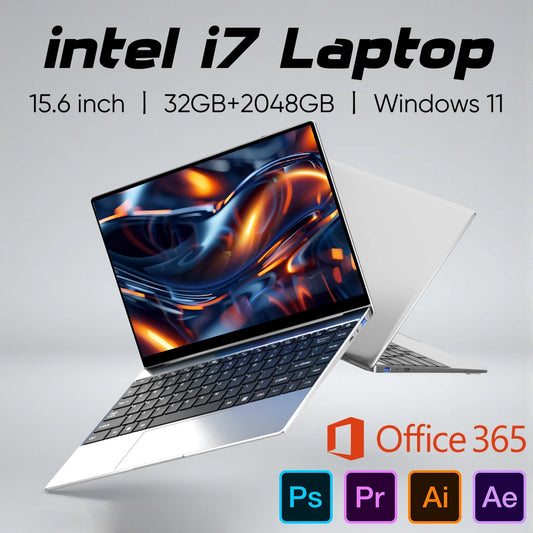 Ultra Slim Laptop 15.6 Inch i7 32GB RAM 2TB SSD Windows 11 Pro - Backlit Keyboard