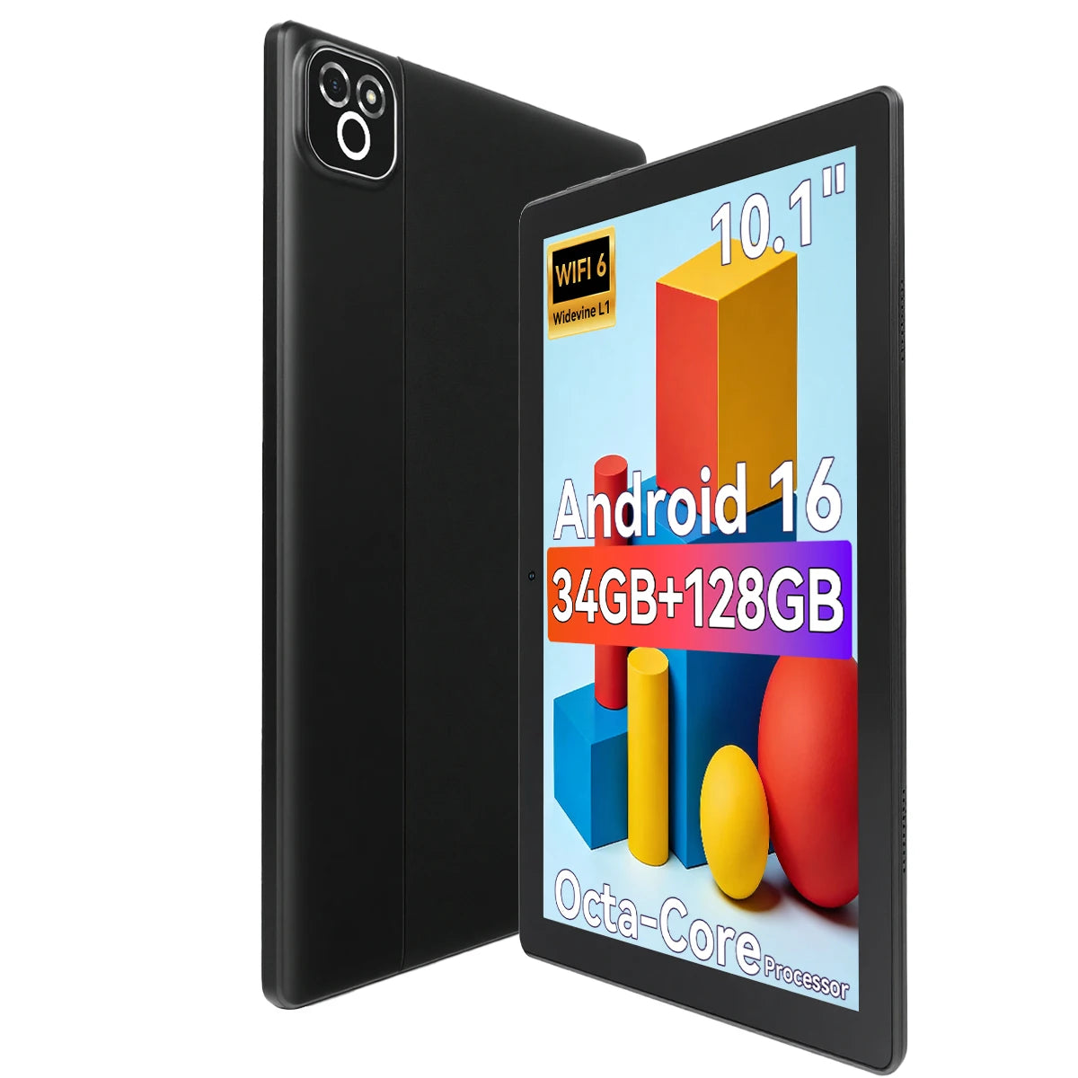 X6 10.1 Inch Android 16 Kids Tablet Octa‑Core 34GB(6GB Physical+28GB Virtual RAM) 6000mAh Battery Widevine L1 Dual Camera WiFi6 BT5.4 1TB Expandable Children Learning Tablet