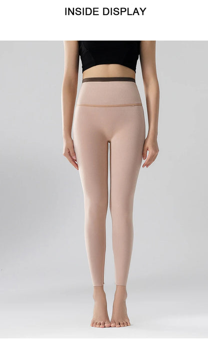 High Waist Leggings - Seamless Fleece Velvet Women's Fitness Pants, Warm & Slim