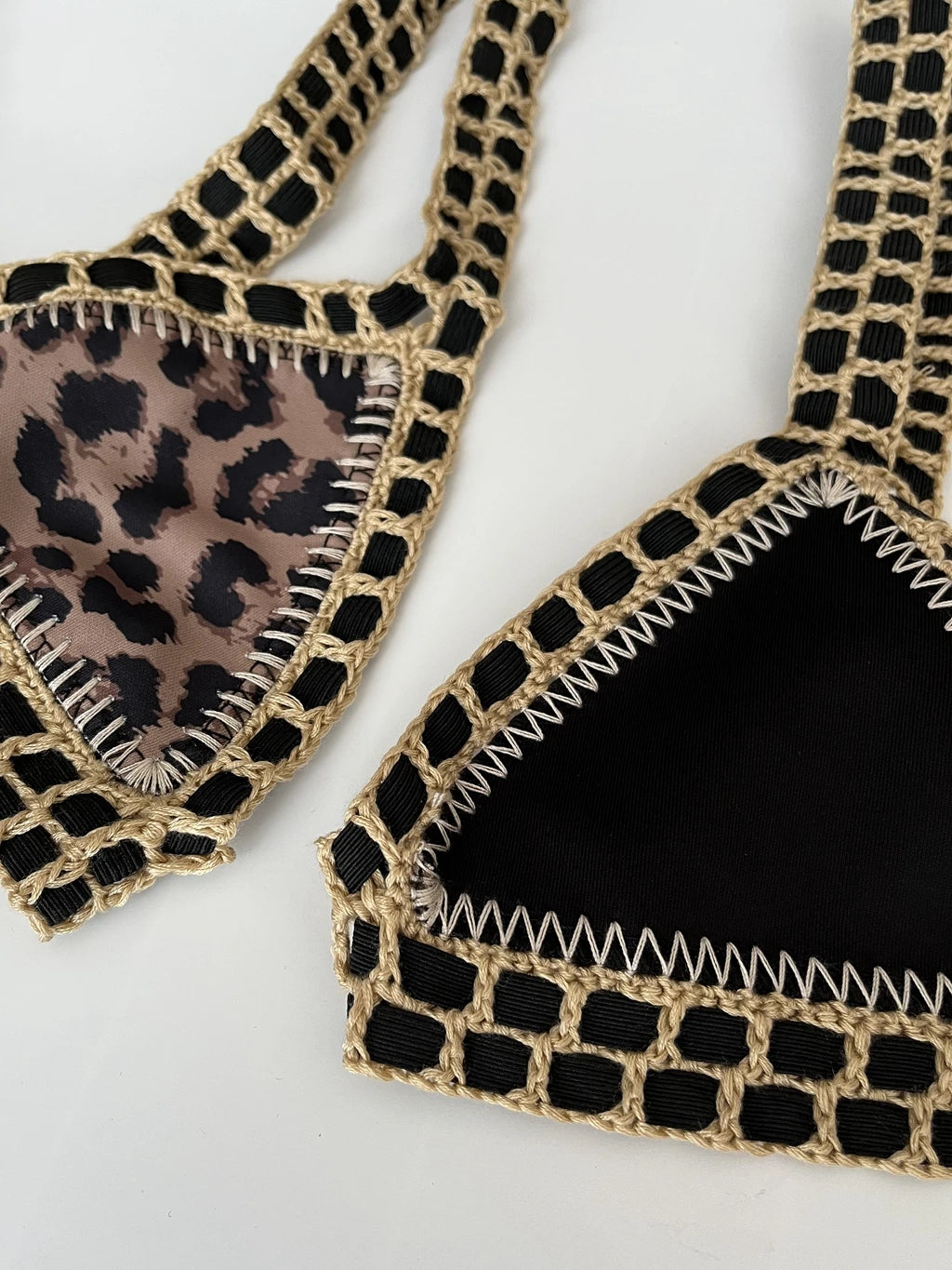 Reversible Crochet Bikini - Leopard Print Two Piece Swimwear Set | Luxury Poolside Suit