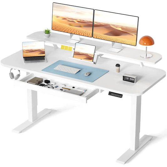 Electric Standing Desk | Height Adjustable Sit Stand Desk with Drawers & Quiet Motor