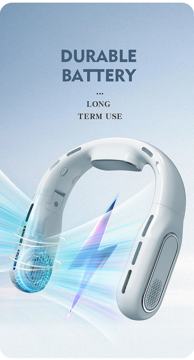 portable leafless hanging neck fan USB charging small fan wind cooler, office, camping, outdoor travel fan, Thanksgiving gift