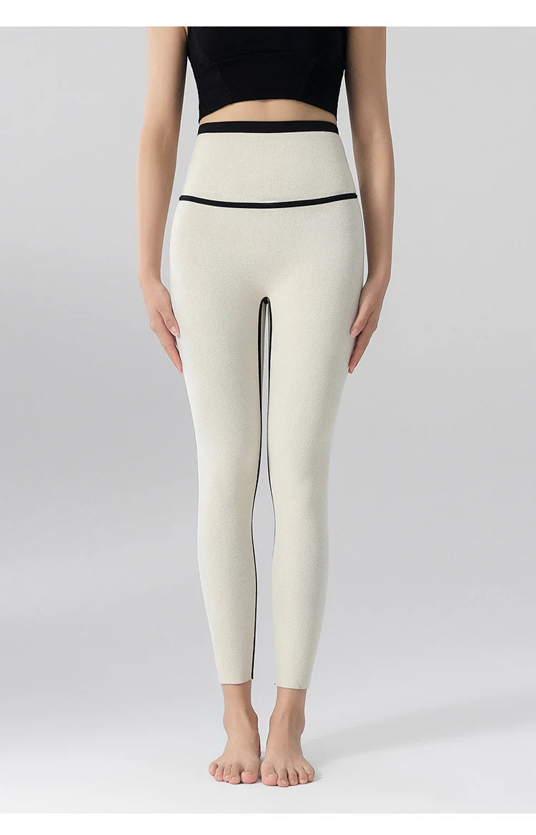 High Waist Leggings - Seamless Fleece Velvet Women's Fitness Pants, Warm & Slim