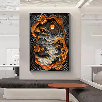 Abstract Lava Landscape Canvas Print - Moonrise Valley Wall Art for Home Decor - ZOOMNSTORE