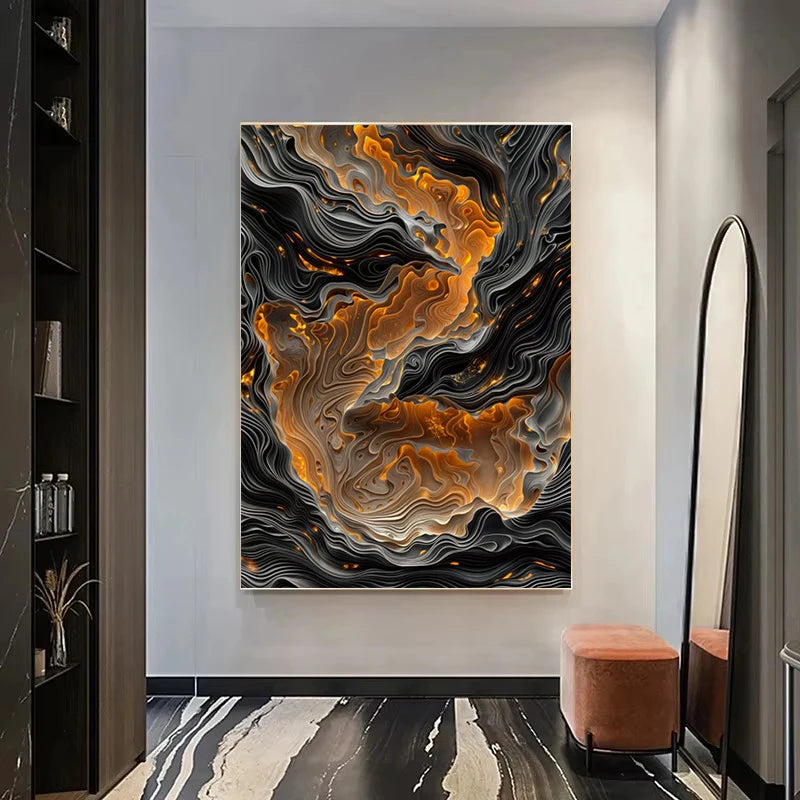 Abstract Lava Landscape Canvas Print - Moonrise Valley Wall Art for Home Decor - ZOOMNSTORE