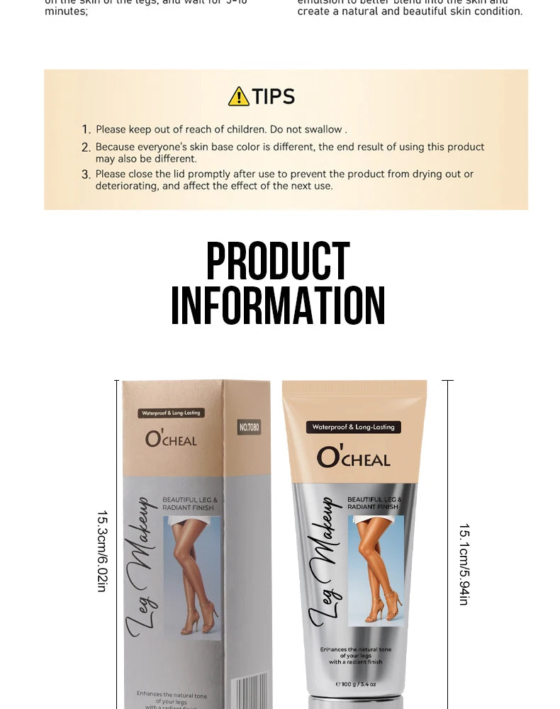 OCHEAL 100ml Beauty Leg Cream Makeup Body Coverage Long-lasting Waterproof Concealer Skin Tone Wheat Tan Brown Liquid Foundation