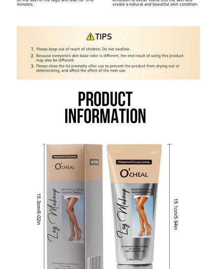 OCHEAL 100ml Beauty Leg Cream Makeup Body Coverage Long-lasting Waterproof Concealer Skin Tone Wheat Tan Brown Liquid Foundation