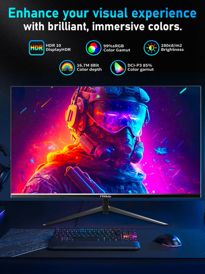 24 Inch Gaming Monitor - 1080P IPS Panel, 180Hz Refresh Rate, HDR Display, Eye Care Technology