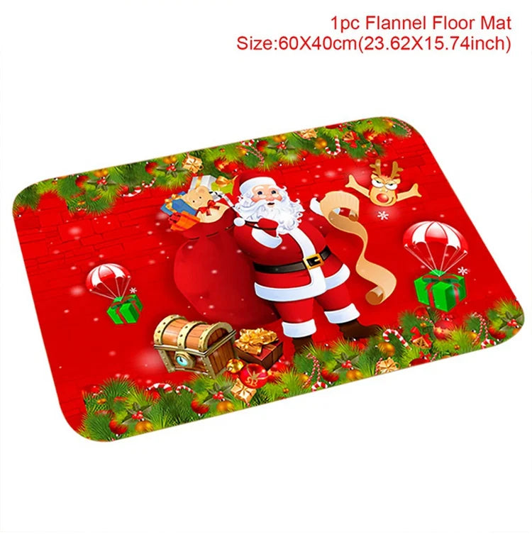 Christmas Door Mat - Santa Claus Outdoor Holiday Carpet | Non Slip Rug, Festive Welcome Mat