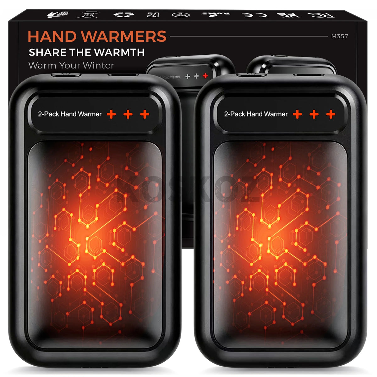 Rechargeable Hand Warmers, 2-Pack, Pocket-Size Design That Fits Gloves, Artists in Bloom Design, Gifts for Women Men