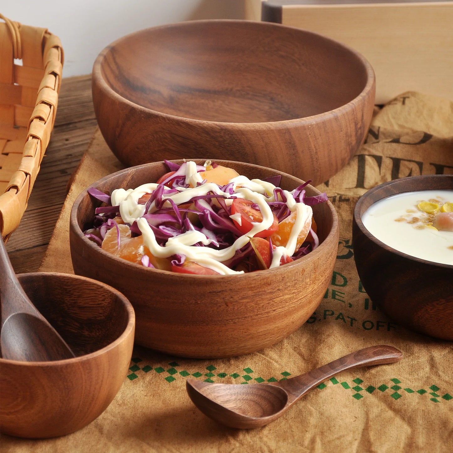 Acacia Wooden Bowl - Japanese Style Salad and Soup Tableware - ZOOMNSTORE