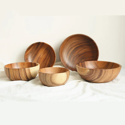 Acacia Wooden Bowl - Japanese Style Salad and Soup Tableware - ZOOMNSTORE