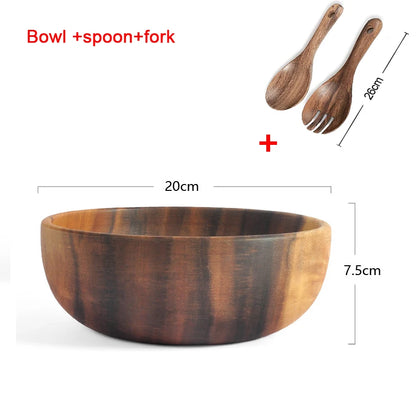 Acacia Wooden Bowl - Japanese Style Salad and Soup Tableware - ZOOMNSTORE