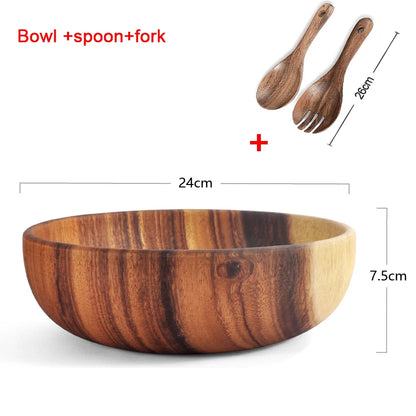 Acacia Wooden Bowl - Japanese Style Salad and Soup Tableware - ZOOMNSTORE