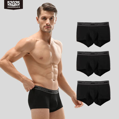 52025 Men's Cotton Modal Boxers (3-Pack) – Silky-Soft Fabric, Anatomical Contoured Pouch and Comfortable Everyday Fit