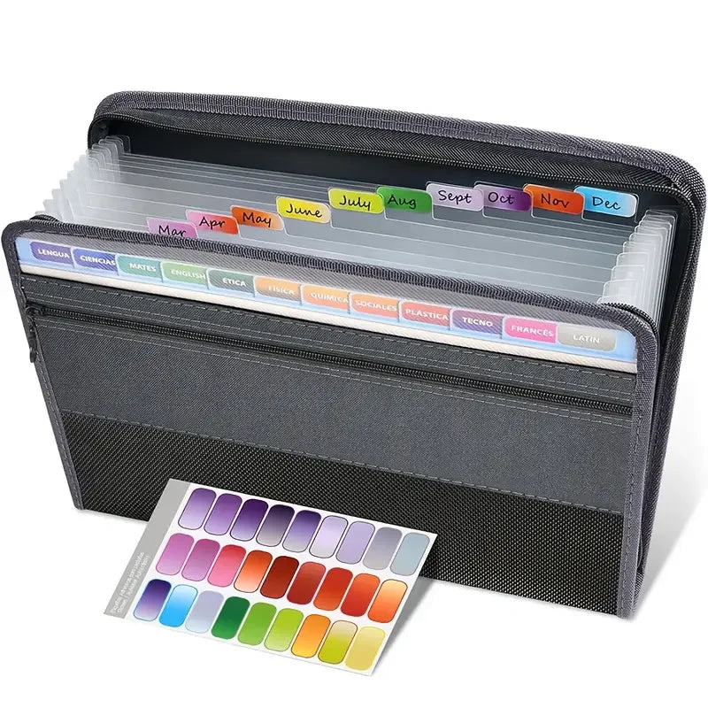 Accordion File Organizer - 13 Pocket Expanding Folder with Zipper and Pencil Pouch - ZOOMNSTORE