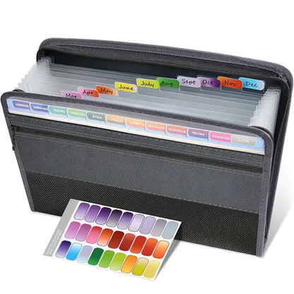 Accordion File Organizer - 13 Pocket Expanding Folder with Zipper and Pencil Pouch - ZOOMNSTORE