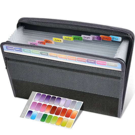 Accordion File Organizer - 13 Pocket Expanding Folder with Zipper and Pencil Pouch - ZOOMNSTORE